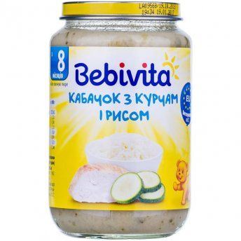  Пюре мясо-овощное детское BEBIVITA (Бебивита) Кабачок с цыпленком и рисом с 8-ми месяцев 220г