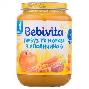 Пюре мясо-овощное детское BEBIVITA (Бебивита) Картофель и морковь с говядиной с 4-х месяцев 190г