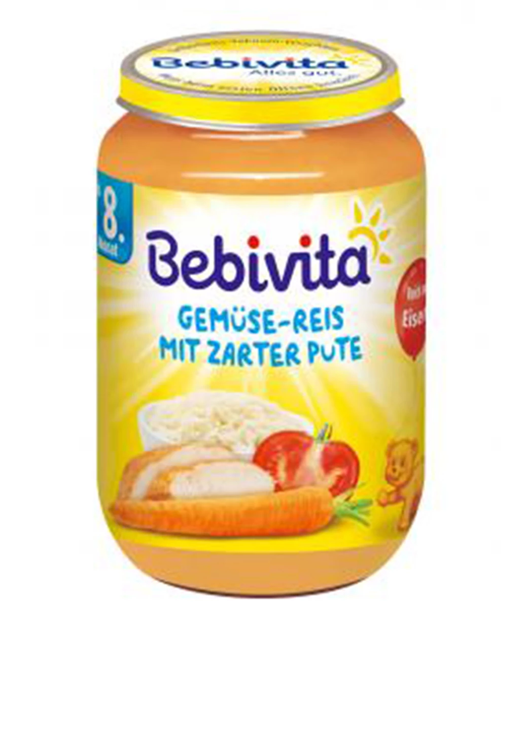 Пюре мясо-овощное детское BEBIVITA (Бебивита) Овощи и рис с нежной индейкой 220 г