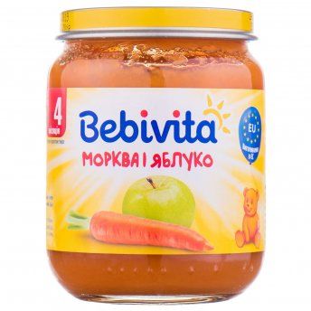 Пюре фруктово-овощное детское BEBIVITA (Бебивита) Морковь и яблоко с 4 месяцев 125 г