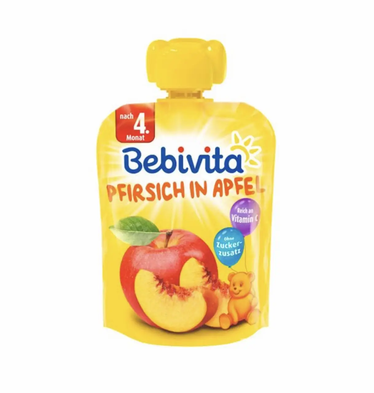 Пюре фруктовое детское BEBIVITA (Бебивита) Персик-яблоко с 4 месяцев пауч 90г