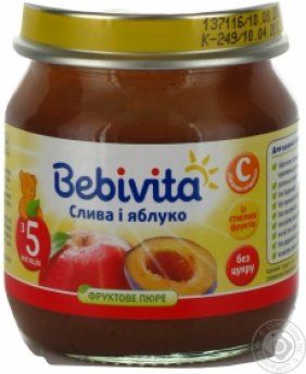 Пюре фруктове дитяче BEBIVITA Бебівіта Слива і яблуко 100 г