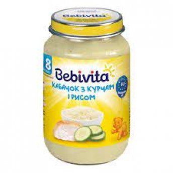 Пюре Bebivita 1763 м'ясо-овочеве Кабачок з курчам та рисом 220 г