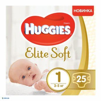 Подгузники Huggies Elite Soft, р. 1, 3-5 кг, 25 штук