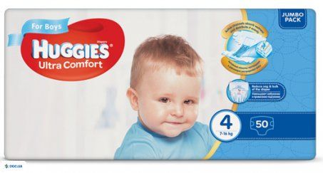 Подгузники Huggies Ultra Comfort Jumbo р.4 (8-14 кг) для мальчиков 50 шт