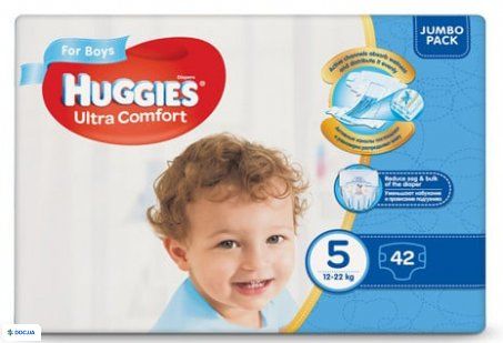 Подгузники Huggies Ultra Comfort Jumbo р.5 (12-22 кг) для мальчиков 42 шт
