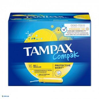 Тампони Tampax Compak Regular з аплікатором, 2 краплі, 16 штук