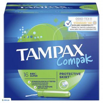 Тампони Tampax Compak Super з аплікатором, 3 краплі, 8 штук