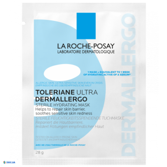 Маска тканинна La Roche-Posay Toleriane Ultra Dermallergo, зволожуюча, для гіперчутливій і схильної до алергії шкіри обличчя, 28 г