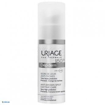 Крем дневной Uriage Depiderm уход для лица и тела против пигментных пятен, SPF 50+, 30 мл