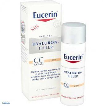 Крем СС Eucerin Hyaluron-Filler проти зморшок, миттєва корекція кольору шкіри, світлий тон, 50 мл