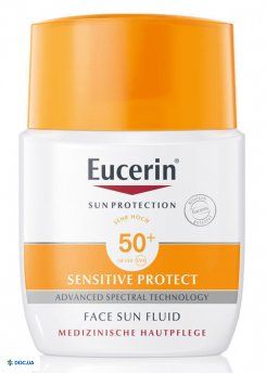 Флюид солнцезащитный Eucerin Sun для комбинированной и жирной кожи лица, SPF 50+, 50 мл
