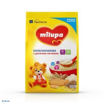Суха молочна каша Milupa швидкорозчинна мультизлакова з печивом для дітей від 7 місяців, 210 г