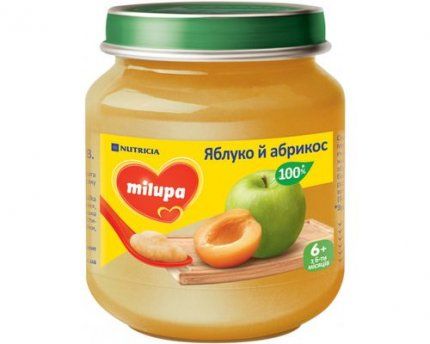 Пюре фруктовое Milupa Яблоко и абрикос для детей с 6 месяцев, 125 г
