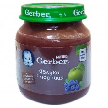 Пюре фруктовое Gerber Яблоко и черника, 130 г