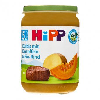 Хипп пюре гарбуз+картопля+яловичина 190г, з 5мис. Hipp GmbH & Co.Vertrieb KG  (Германия)