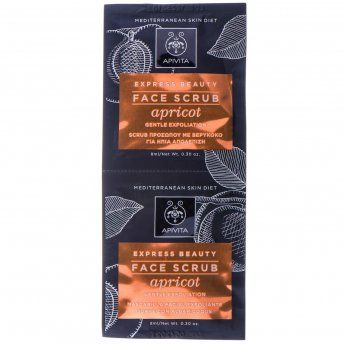 Скраб для лица Apivita Express Beauty Мягкое отшелушивание с абрикосом, 2 штуки по 8 мл