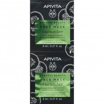 Маска для лица Apivita Express Beauty Интенсивное увлажнение с огурцом, 2 штуки по 8 мл