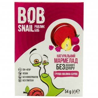 Мармелад фруктовий Bob Snail (Боб Снеіл) Равлик Боб груша-малина-буряк 54 г