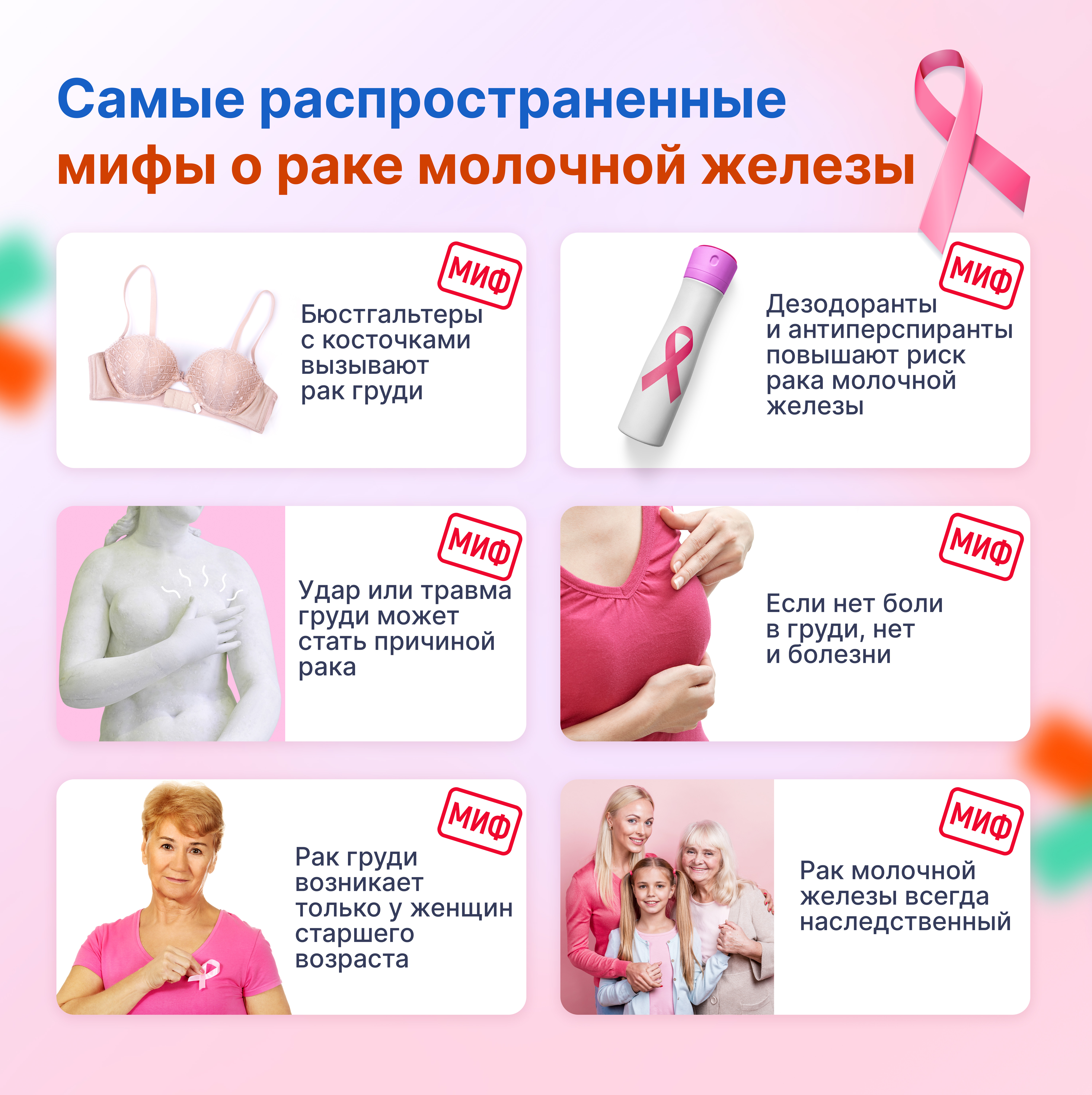 Мифы о раке молочной железы: что на самом деле не влияет на развитие болезни